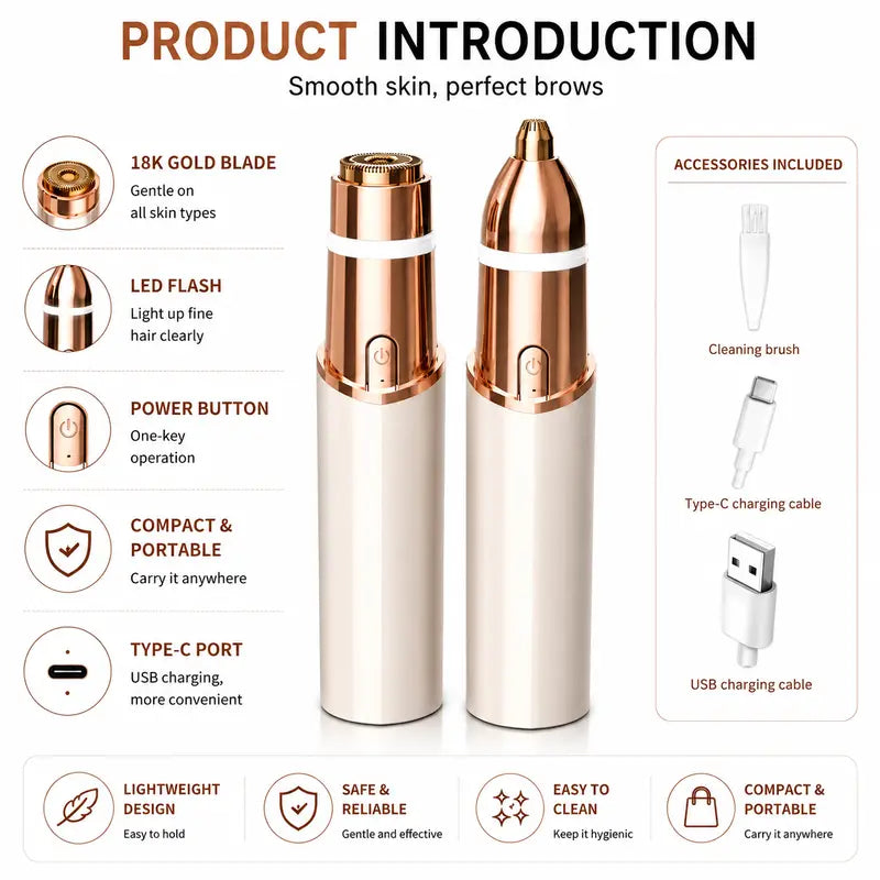 2-in-1 Brow Shaper & Face Fuzz Razor